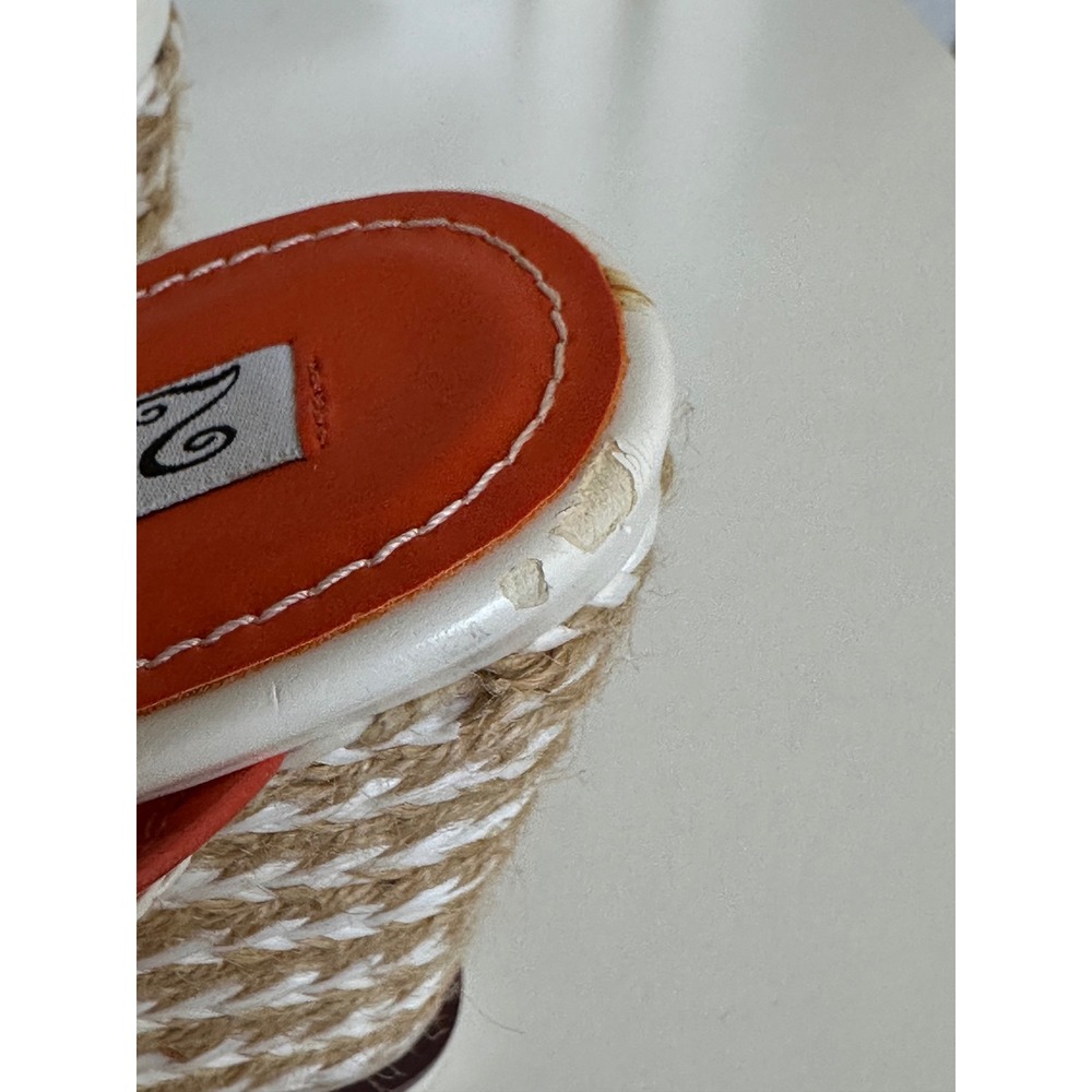 Vintage 2 Lips Too Y2K Umbre Orange White Strappy Espadrille Wedge Sandals 6.5 - Picture 7 of 7
